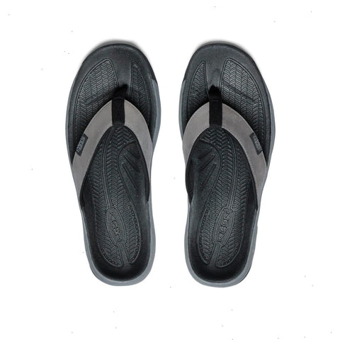 Men's Kona Leather Flip-Flop  |  Steel Grey/Black